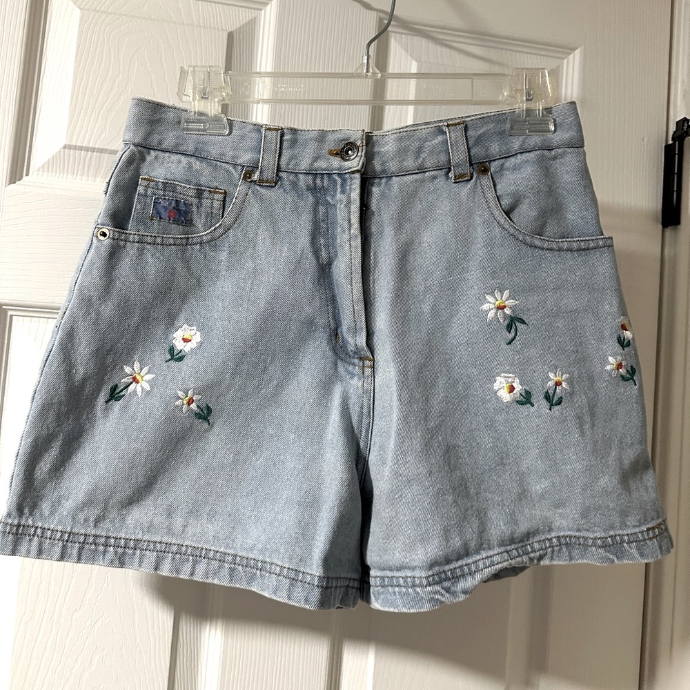 Vintage 100% Cotton Embroidered Denim Shorts